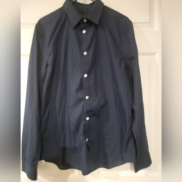 Mens H&M Navy Blue Button-Up Shirt - Picture 1 of 1